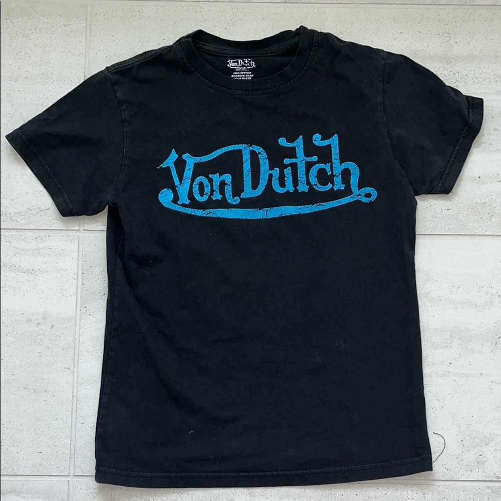 Von Dutch Black T-Shirt with Blue Logo